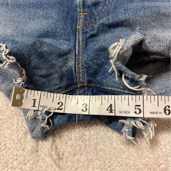 Levi’s 501 Cut Off Jean Shorts Medium Blue Distressed - Picture 8 of 12